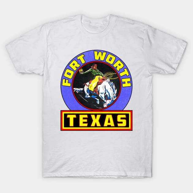 Fort Worth Texas Rodeo Vintage Travel Bumper Camper T-Shirt by TravelTime